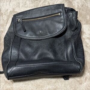 kate spade Black Pebbled Leather Backpack with Front Zip Flap